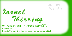 kornel thirring business card